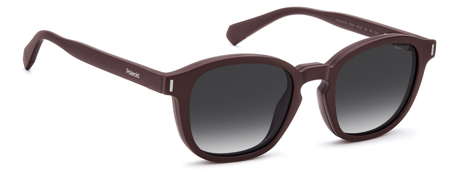 Eyeglasses Polaroid Pld 6203/CS 205705 7BL WJ color matte burgundy shape rectangle lenses grey shaded polarized