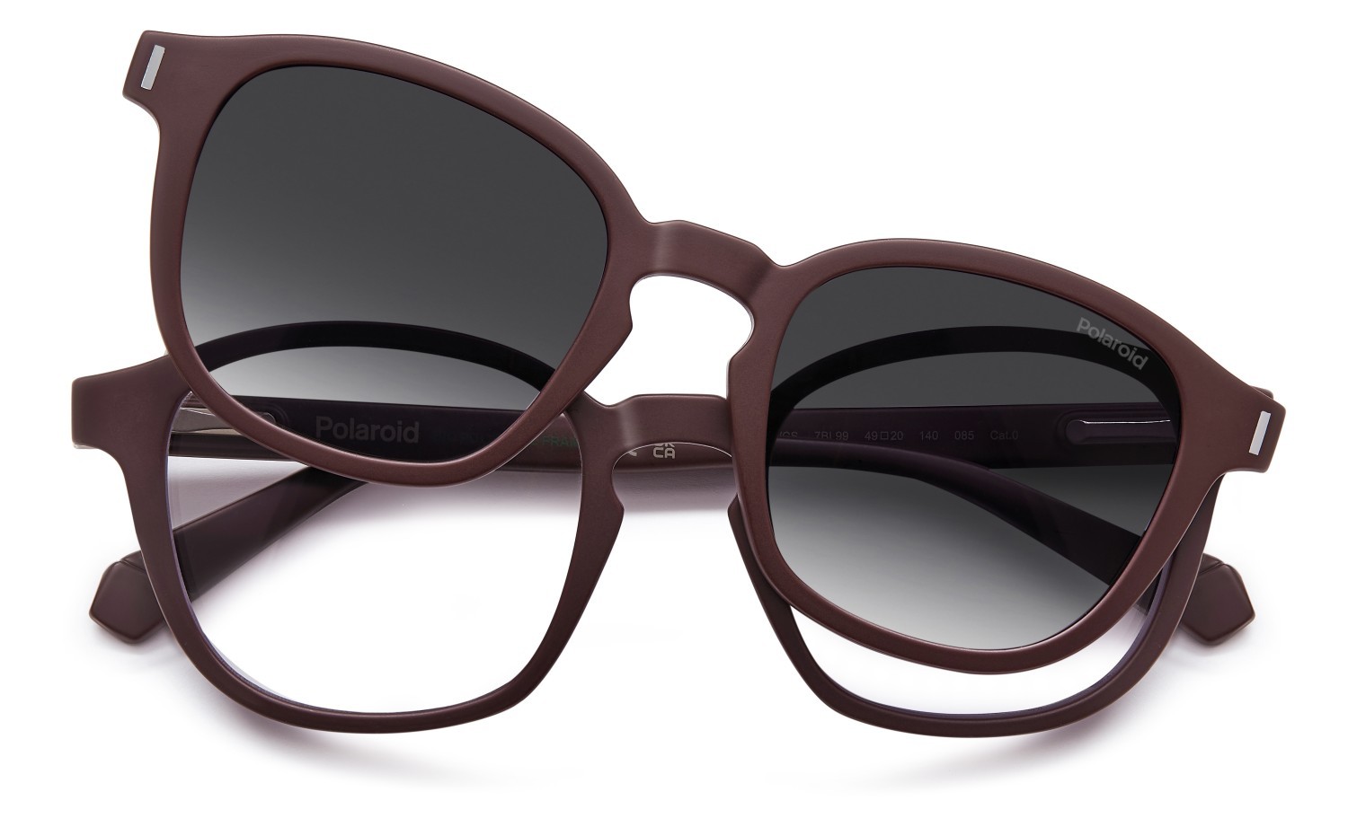 Eyeglasses Polaroid Pld 6203/CS 205705 7BL WJ color matte burgundy shape rectangle lenses grey shaded polarized