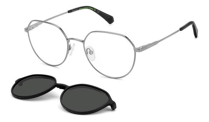 Eyeglasses Polaroid PLD 6204/CS 205713 (V81 M9) color dark ruthenium black shape round lenses grey polarized