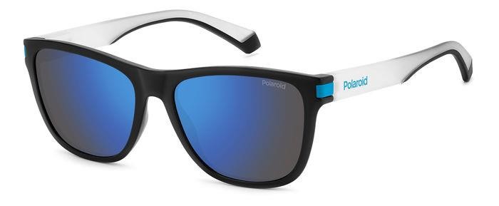 Sunglasses Polaroid PLD 2138/S 205715 (0VK 5X) color matte black blue shape square lenses blue mirror polarized
