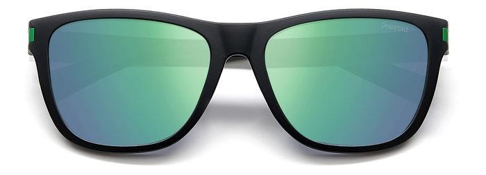 Sunglasses Polaroid PLD 2138/S 205715 (3OL 5Z) color matte black green shape square lenses grey green mirror polarized