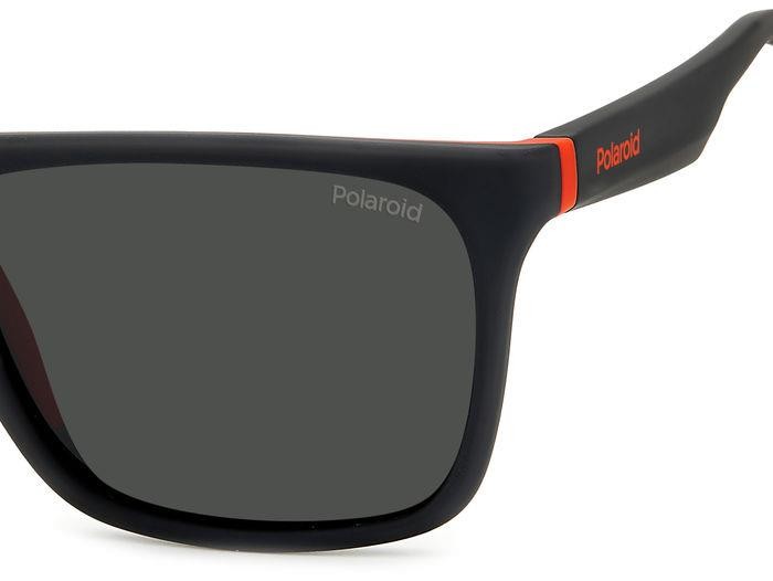 Sunglasses Polaroid PLD 2141/S 205718 (BLX M9) color matte black red shape square lenses grey polarized
