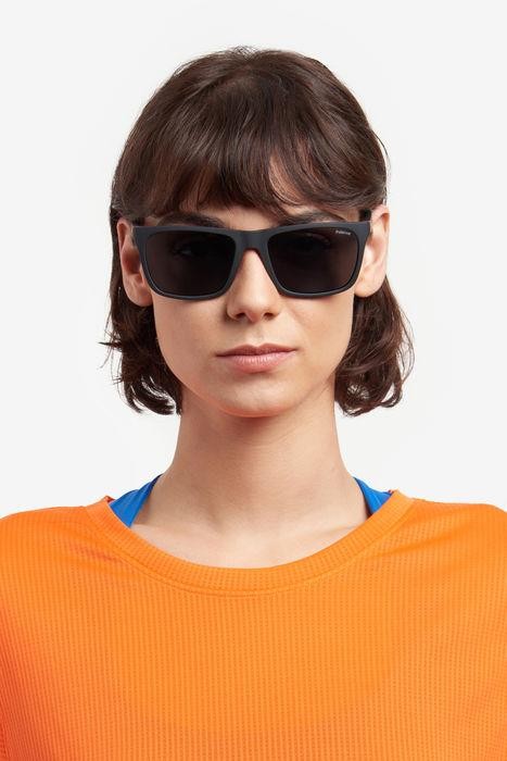 Sunglasses Polaroid PLD 2141/S 205718 (BLX M9) color matte black red shape square lenses grey polarized