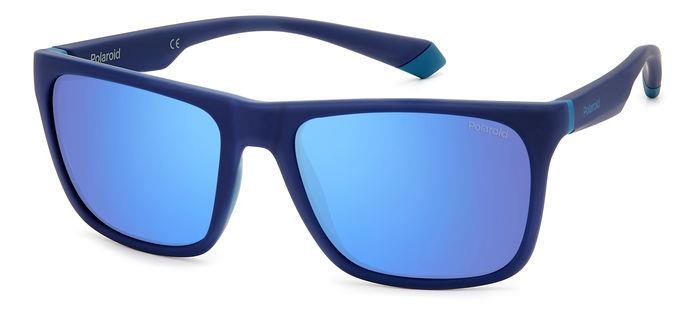 Sunglasses Polaroid PLD 2141/S 205718 (VGL 5X) color matt blue azure shape square lenses blue mirror polarized