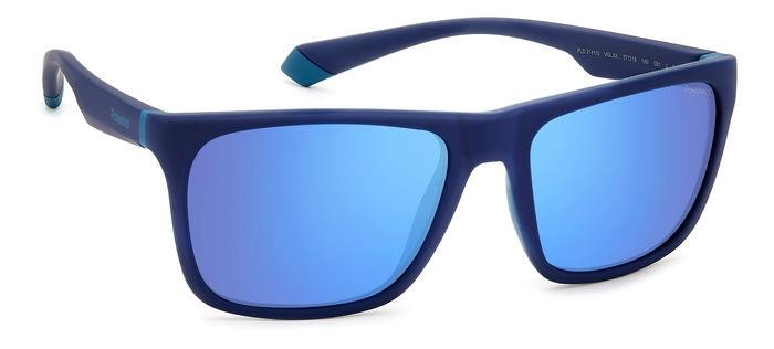 Sunglasses Polaroid PLD 2141/S 205718 (VGL 5X) color matt blue azure shape square lenses blue mirror polarized