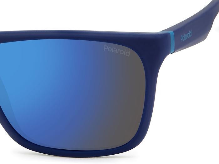 Sunglasses Polaroid PLD 2141/S 205718 (VGL 5X) color matt blue azure shape square lenses blue mirror polarized