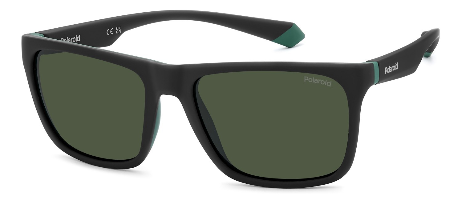 Sunglasses Polaroid Pld 2141/S 205718 3OL UC color matte black green shape rectangle lenses green polarized