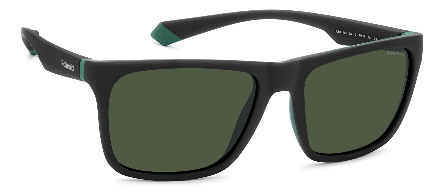 Sunglasses Polaroid Pld 2141/S 205718 3OL UC color matte black green shape rectangle lenses green polarized