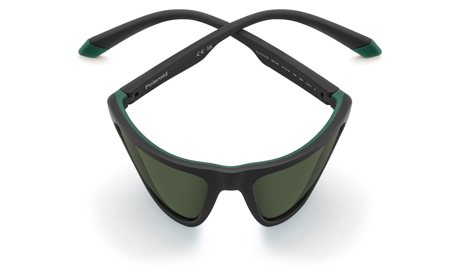 Sunglasses Polaroid Pld 2141/S 205718 3OL UC color matte black green shape rectangle lenses green polarized