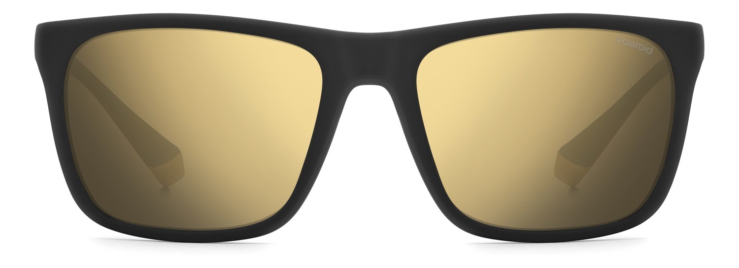 Sunglasses Polaroid Pld 2141/S 205718 PGC LM color matte black yellow shape rectangle lenses grey gold multilayer polarized