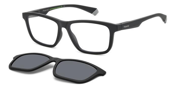 Eyeglasses Polaroid Pld 2147/CS 205721 (O6W M9) color matte black grey shape rectangle lenses grey polarized