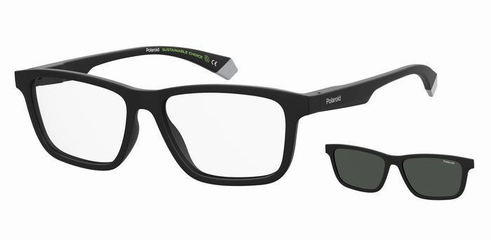 Eyeglasses Polaroid Pld 2147/CS 205721 (O6W M9) color matte black grey shape rectangle lenses grey polarized