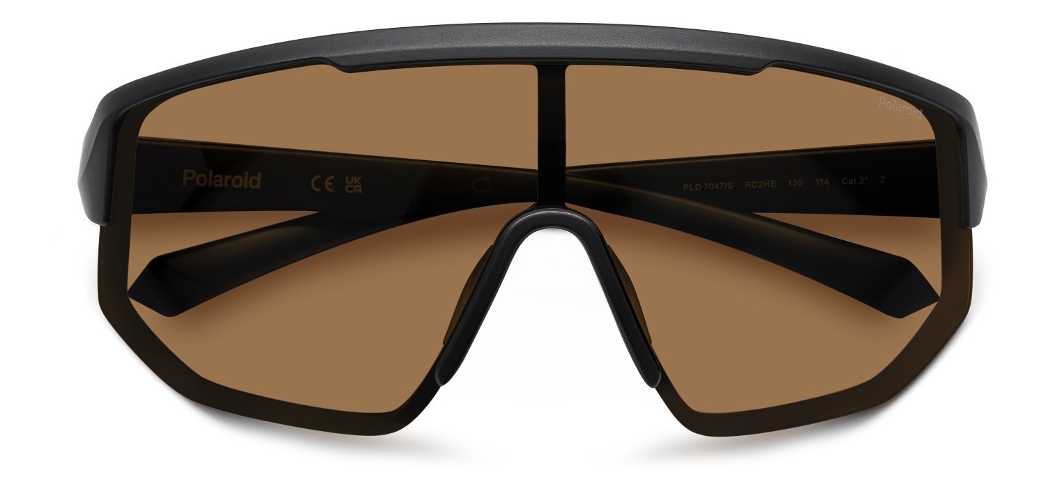 Sunglasses Polaroid Pld 7047/S 205727 RC2 HE color matte black orange shape mask lenses copper polarized