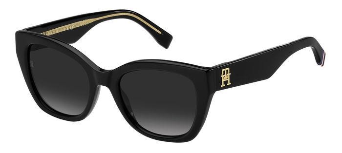 Sunglasses Tommy Hilfiger TH 1980/S 205772 (807 9O) color black shape rectangle lenses dark grey shaded
