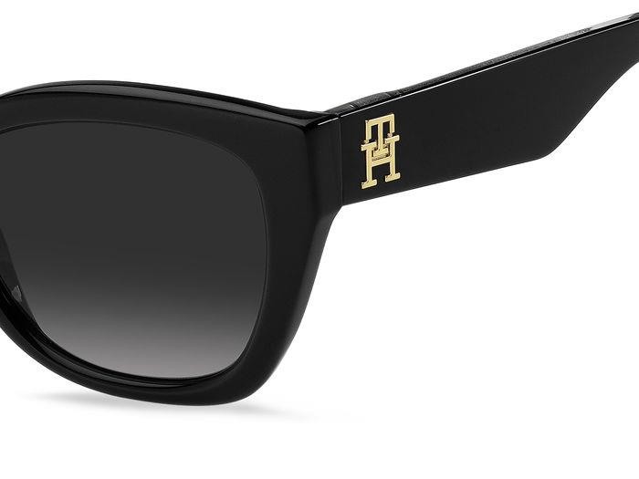 Sunglasses Tommy Hilfiger TH 1980/S 205772 (807 9O) color black shape rectangle lenses dark grey shaded