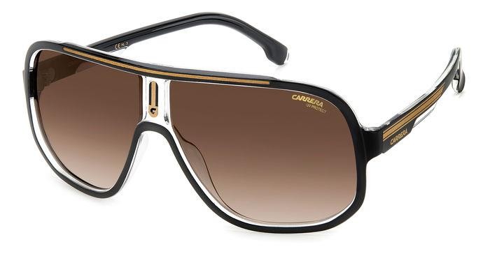 Occhiali da sole Carrera CARRERA 1058/S 205784 (2M2 HA) colore black gold forma rettangolare lenti brown shaded