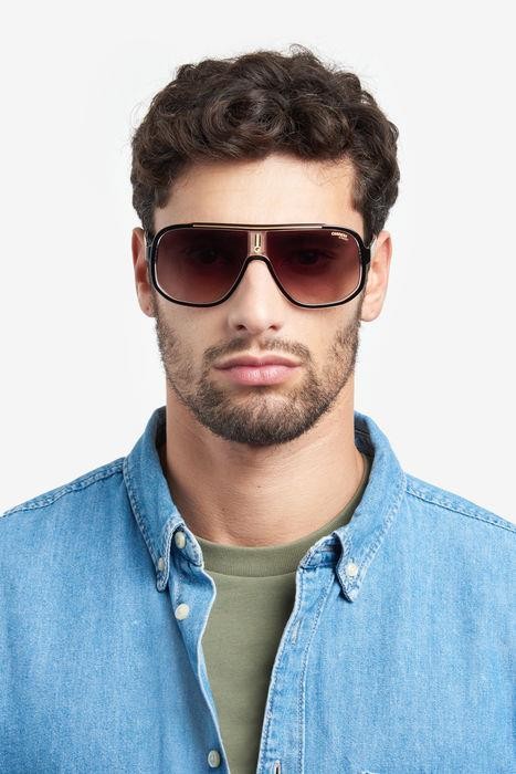 Occhiali da sole Carrera CARRERA 1058/S 205784 (2M2 HA) colore black gold forma rettangolare lenti brown shaded