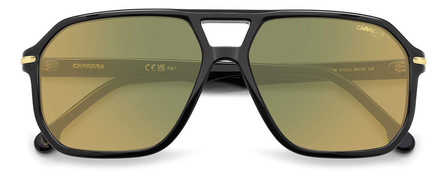 Sonnenbrillen Carrera 302/S 205787 71C MJ farbe black yellow form quadratisch gläser yellow green mirror