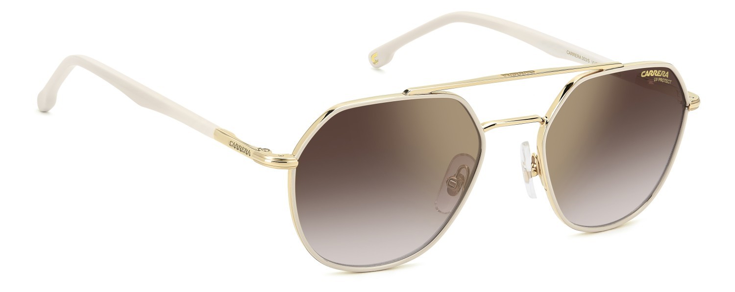 Sonnenbrillen Carrera 303/S 205789 VVP YK farbe gold ivory form rechteckig gläser gold mirror on burgundy shaded