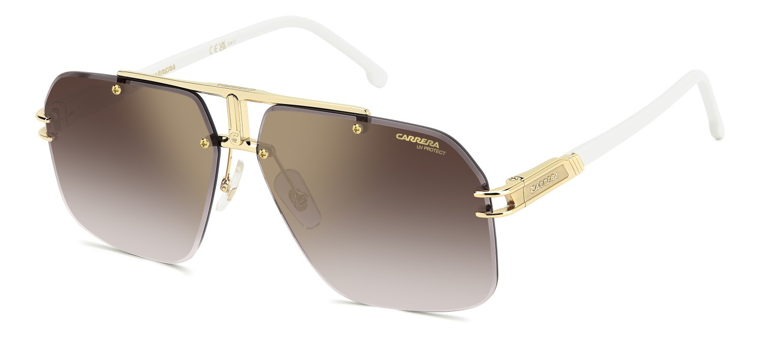 Sunglasses Carrera 1054/S 205825 VVP YK color gold ivory shape square lenses gold mirror on burgundy shaded