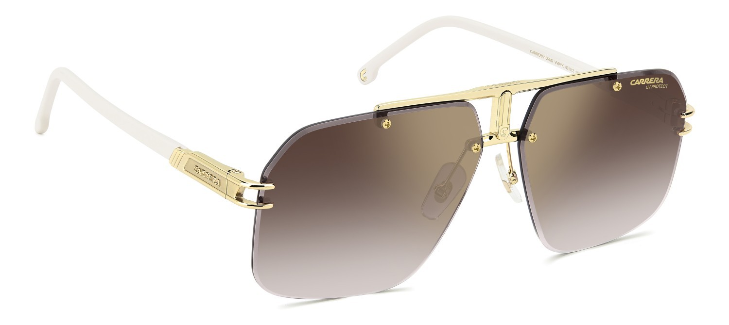 Sunglasses Carrera 1054/S 205825 VVP YK color gold ivory shape square lenses gold mirror on burgundy shaded