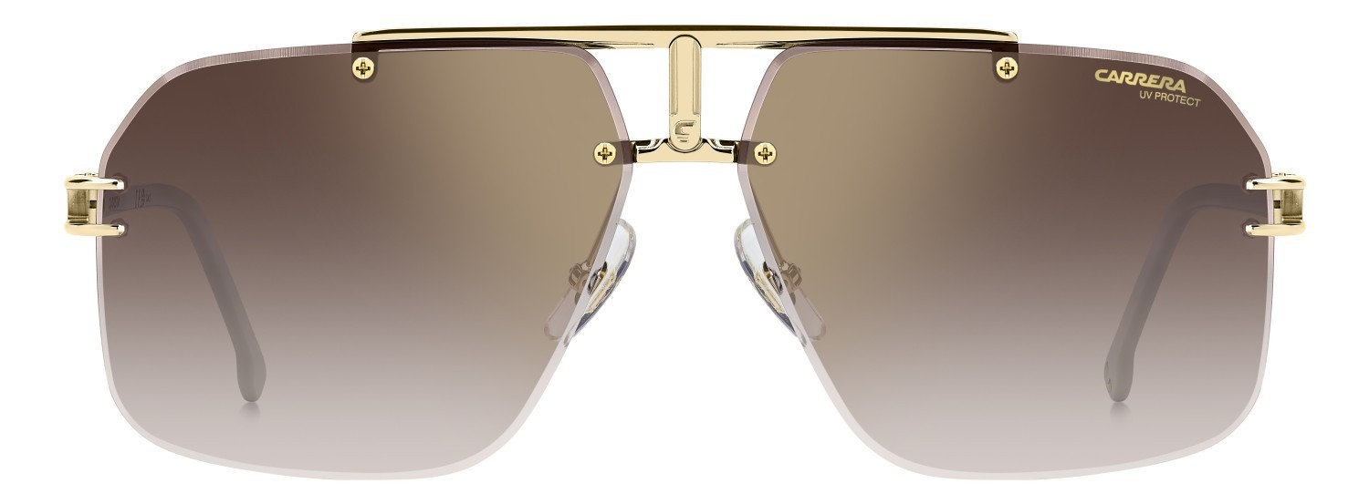 Sunglasses Carrera 1054/S 205825 VVP YK color gold ivory shape square lenses gold mirror on burgundy shaded