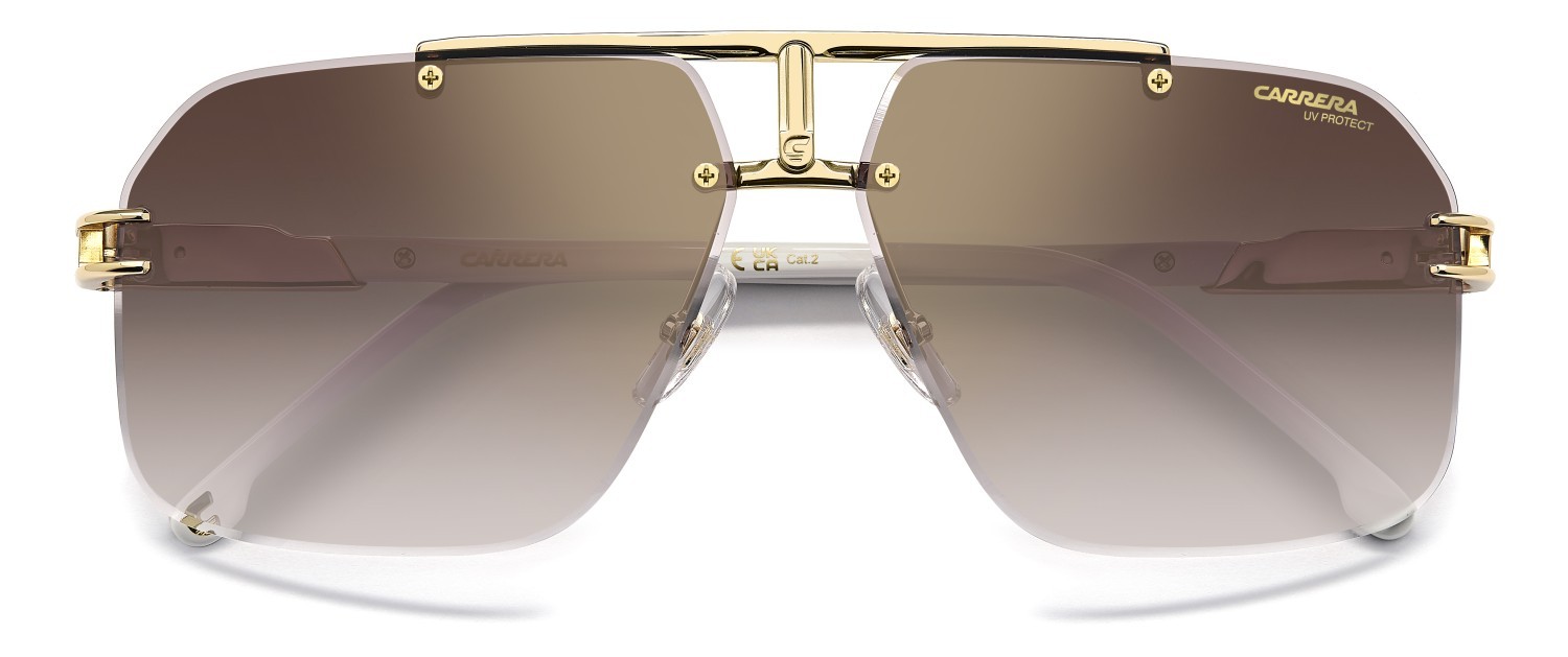 Sunglasses Carrera 1054/S 205825 VVP YK color gold ivory shape square lenses gold mirror on burgundy shaded