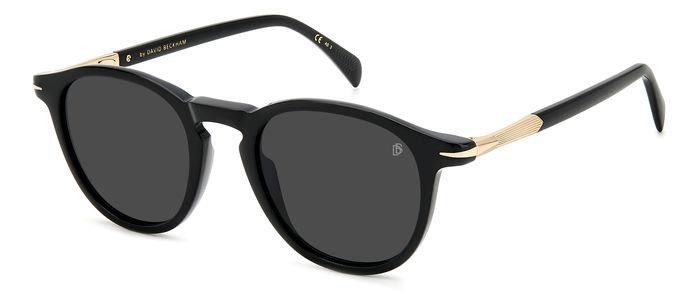 Sunglasses David Beckham DB 1114/S 205835 (2M2 IR) color black gold shape round lenses grey