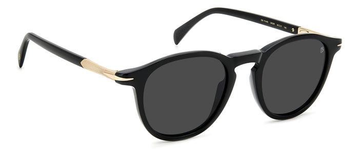 Sunglasses David Beckham DB 1114/S 205835 (2M2 IR) color black gold shape round lenses grey