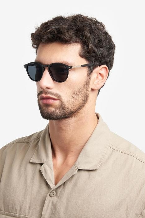 Sunglasses David Beckham DB 1114/S 205835 (2M2 IR) color black gold shape round lenses grey