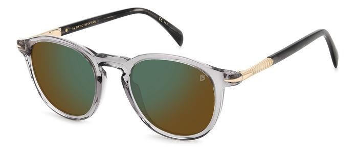 Sunglasses David Beckham DB 1114/S 205835 (KB7 MT) color grey shape round lenses green mirror