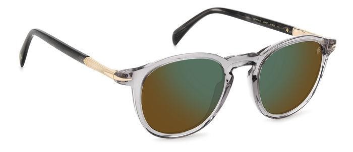Sunglasses David Beckham DB 1114/S 205835 (KB7 MT) color grey shape round lenses green mirror