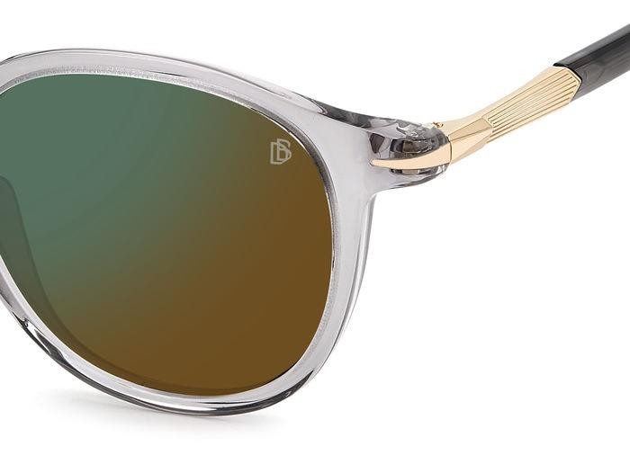 Sunglasses David Beckham DB 1114/S 205835 (KB7 MT) color grey shape round lenses green mirror