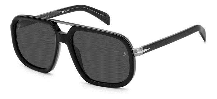 Sunglasses David Beckham DB 7101/S 205839 (ANS M9) color black dark ruthenium shape square lenses grey polarized
