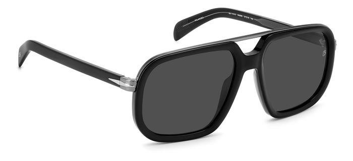 Sunglasses David Beckham DB 7101/S 205839 (ANS M9) color black dark ruthenium shape square lenses grey polarized