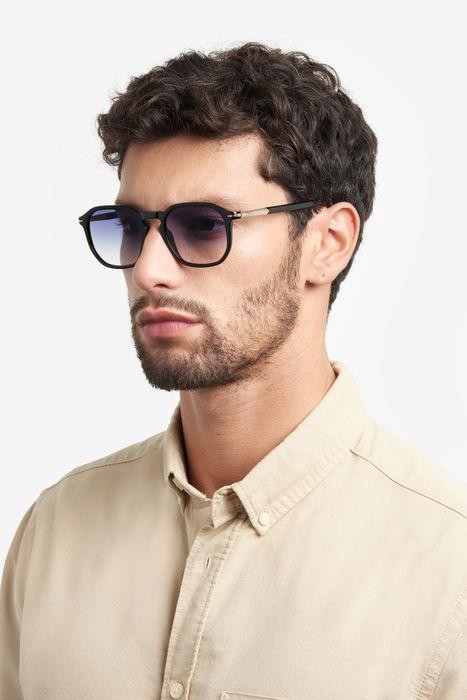 Sunglasses David Beckham DB 1115/S 205845 (807 08) color black shape square lenses dk blue shaded