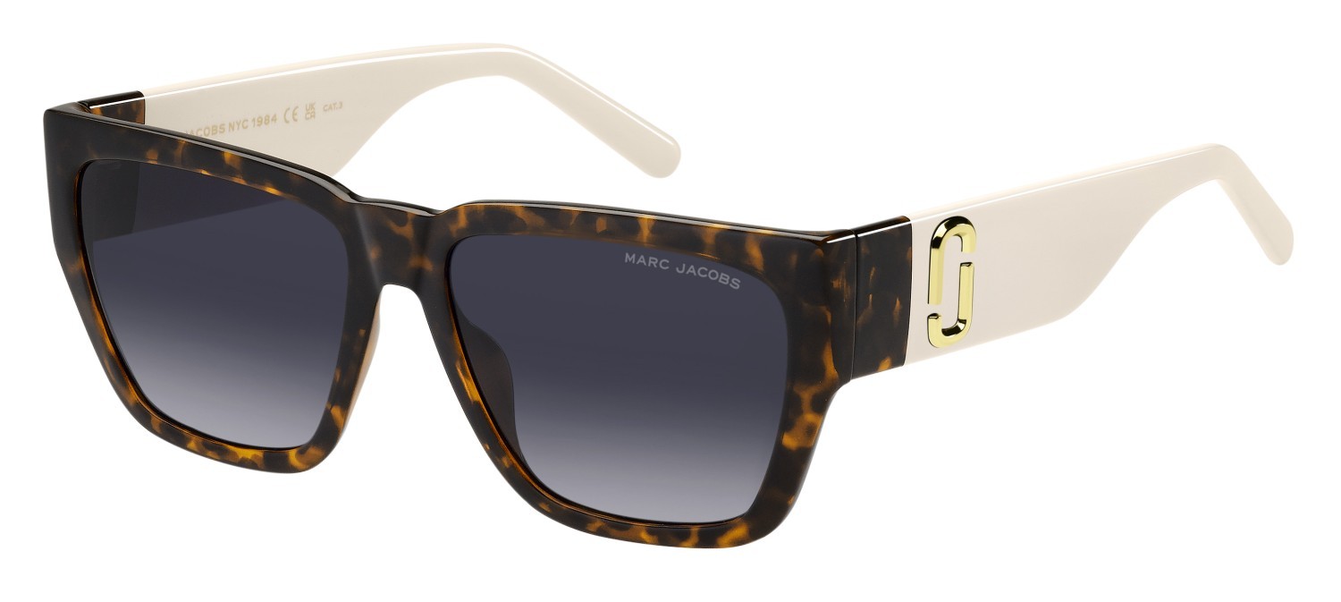 Occhiali da sole Marc Jacobs 646/S 205870 XLT 9O colore havana beige forma rettangolare lenti dark grey shaded