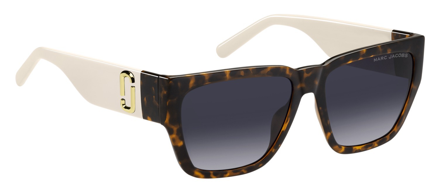 Occhiali da sole Marc Jacobs 646/S 205870 XLT 9O colore havana beige forma rettangolare lenti dark grey shaded