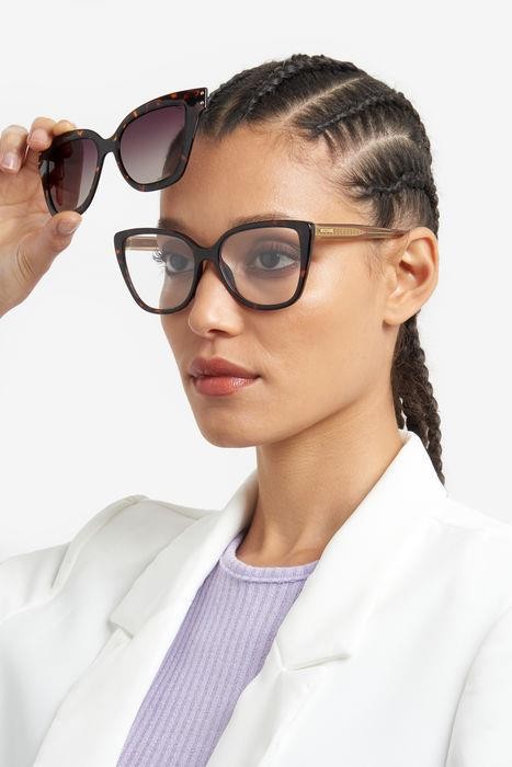 Eyeglasses Missoni MIS 0133/CS 205895 (086 LA) color havana shape cat eye lenses brown shaded polarized