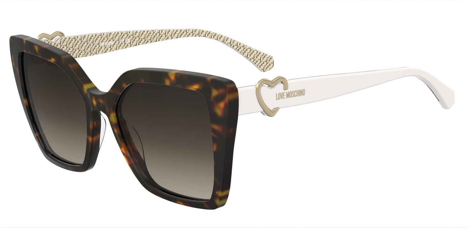 Sunglasses Moschino Love Mol067/S 205911 9VO HA color havana pattern white shape square lenses brown shaded