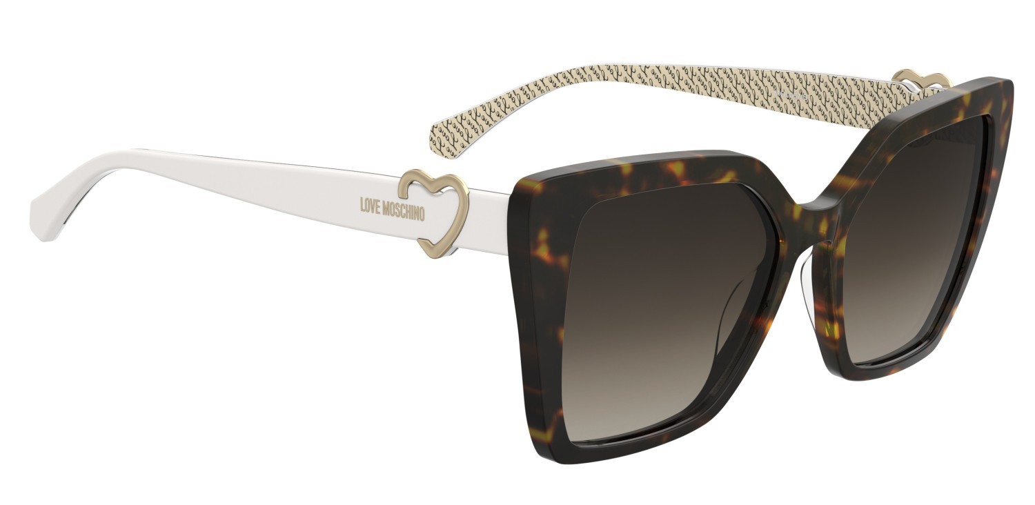 Sunglasses Moschino Love Mol067/S 205911 9VO HA color havana pattern white shape square lenses brown shaded