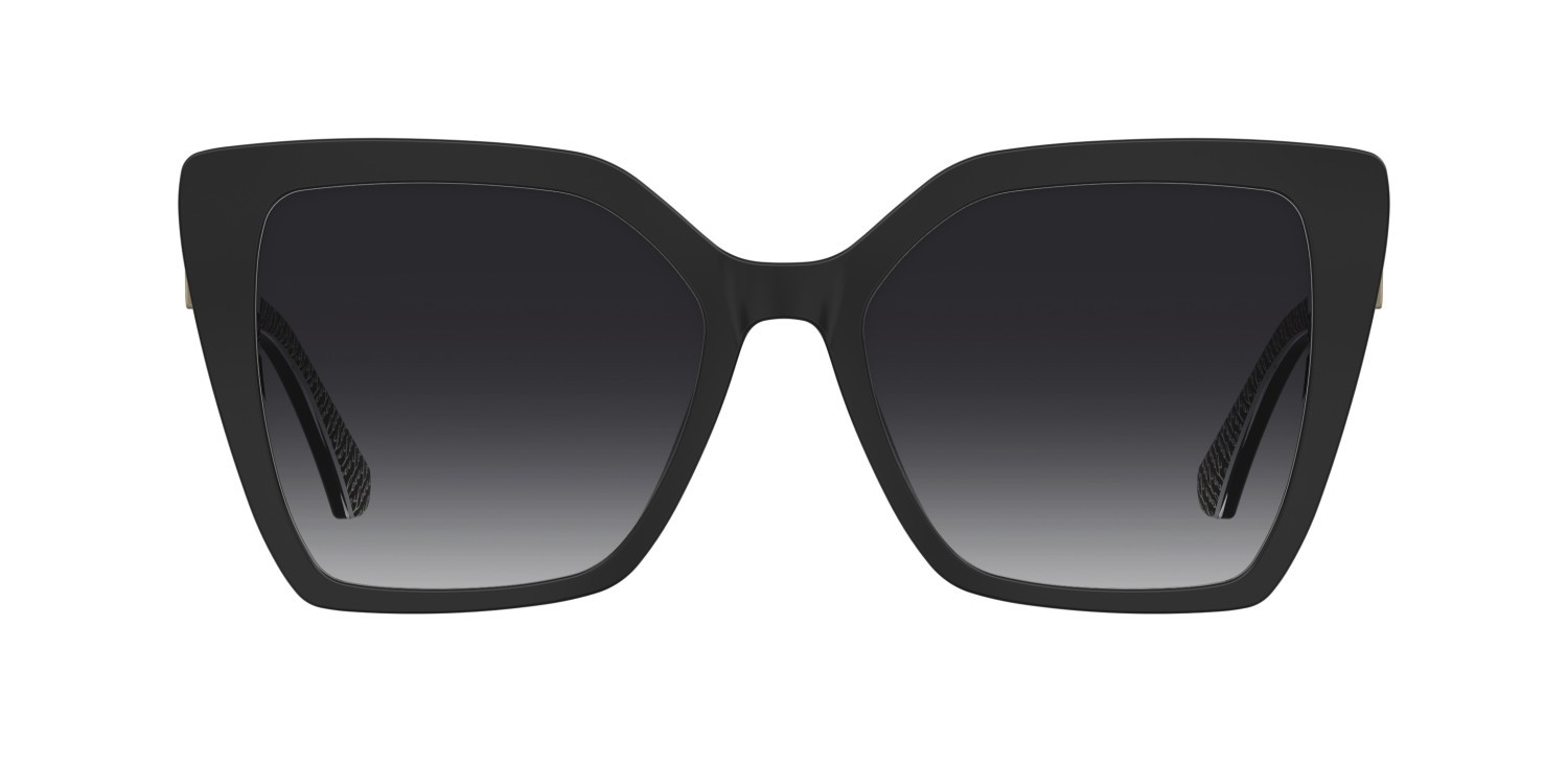 Sunglasses Moschino Love Mol067/S 205911 TAY 9O color black pattern white shape square lenses dark grey shaded