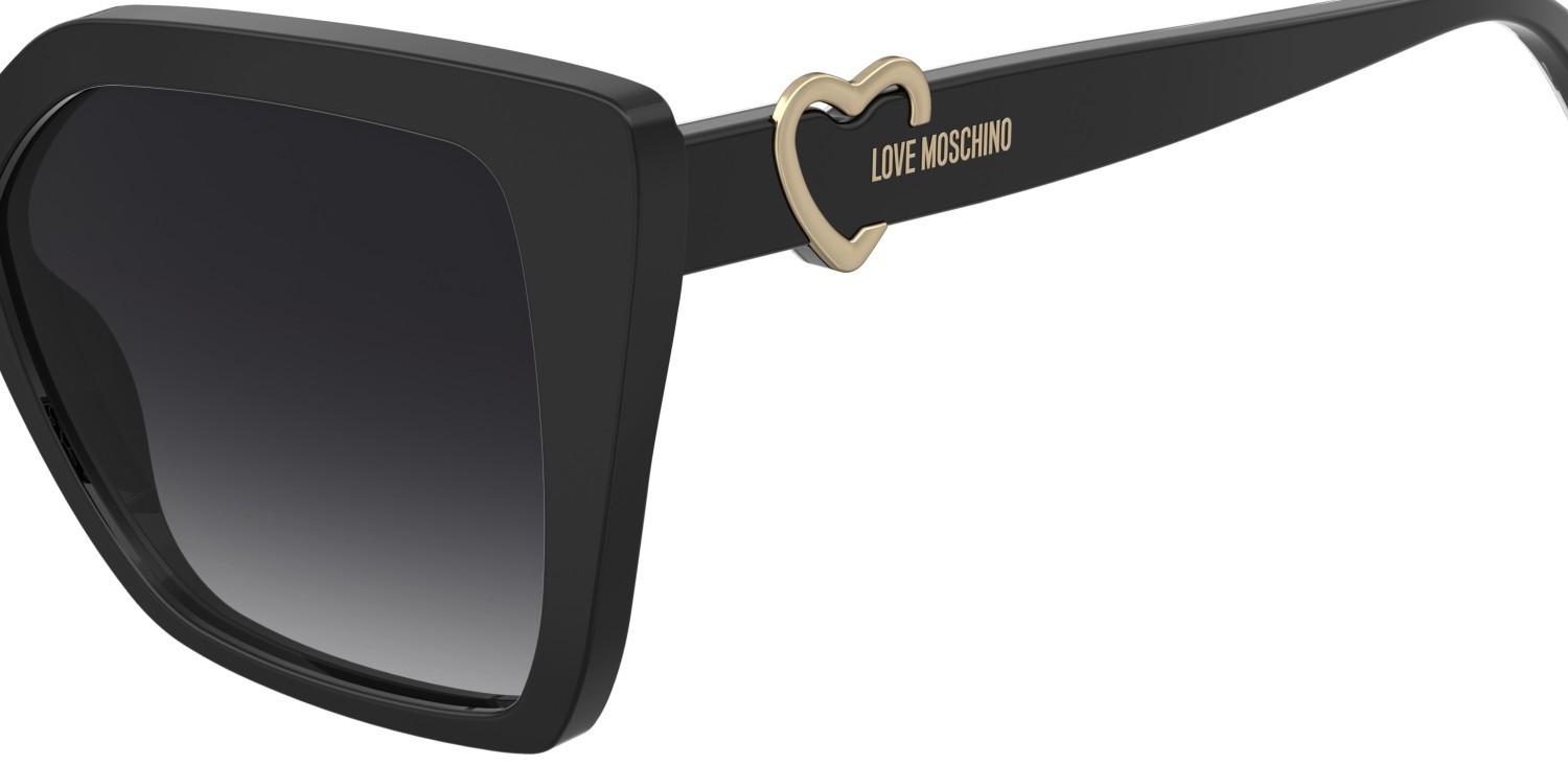 Sunglasses Moschino Love Mol067/S 205911 TAY 9O color black pattern white shape square lenses dark grey shaded