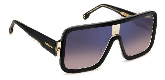 Sunglasses Carrera FLAGLAB 14 205915 (0WM A8) color black beige shape rectangle lenses brown shaded blue mirror