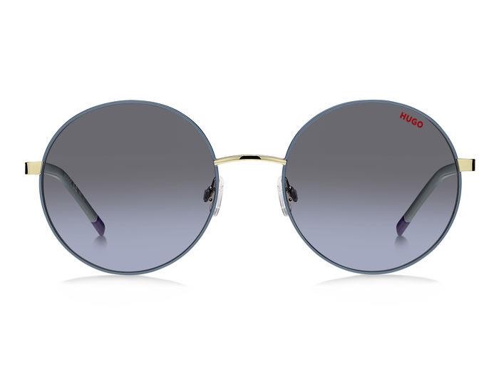 Sonnenbrillen Hugo HG 1237/S 205954 (KY2 GB) farbe blue gold form rund gläser grey azure