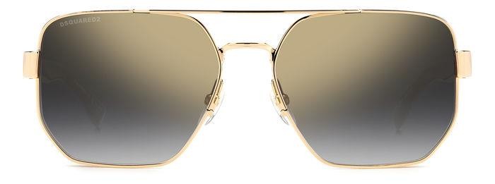 Sunglasses Dsquared2 D2 0083/S 205960 (RHL FQ) color gold black_ shape rectangle lenses grey shaded gold mirror