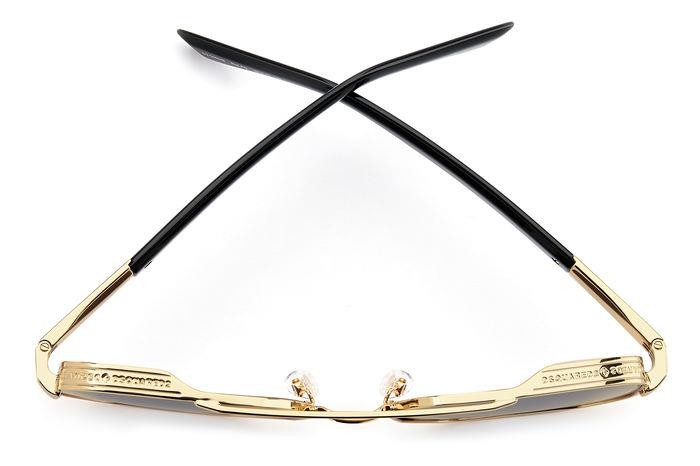 Sunglasses Dsquared2 D2 0083/S 205960 (RHL FQ) color gold black_ shape rectangle lenses grey shaded gold mirror