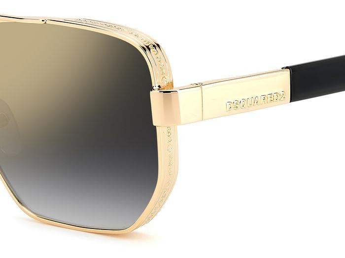 Sunglasses Dsquared2 D2 0083/S 205960 (RHL FQ) color gold black_ shape rectangle lenses grey shaded gold mirror