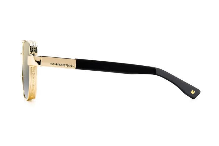 Sunglasses Dsquared2 D2 0083/S 205960 (RHL FQ) color gold black_ shape rectangle lenses grey shaded gold mirror