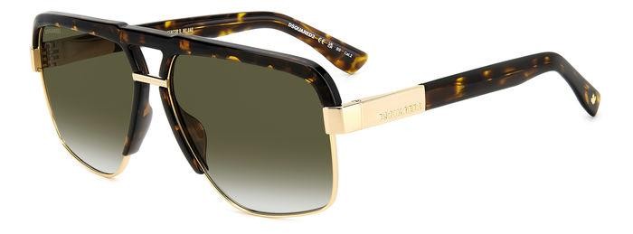 Occhiali da sole Dsquared2 D2 0084/S 205961 (2IK 9K) colore havana gold forma rettangolare lenti green shaded